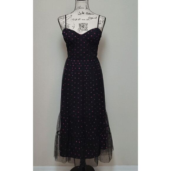 💋 BETSEY JOHNSON Lip Print Tiered Sweetheart Black Dress SIZES 12 NWT - Picture 5 of 13